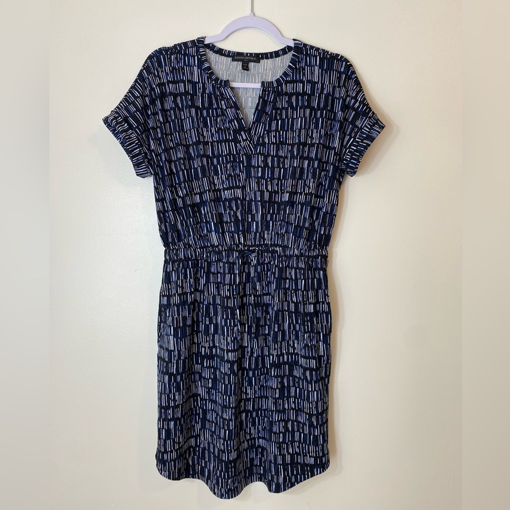 Banana Republic Geo Drawstring Dress Jersey S Petite
